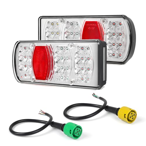 Yuanjoy LED Feux Arrière x pour Remorque Kit, Connecteur Étanche 13 Broches 0,3 m avec Résistance Intégrée, 12V/24V Homologation E – pour Remorques,...