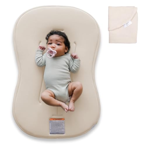 Image of snuggle me® Baby Lounger Curve (Natural) + Lounger Cover (Natural) - Bundle