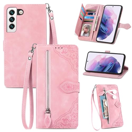 Coque Samsung Galaxy A14 5G rose protection écran rabat cuir portefeuille