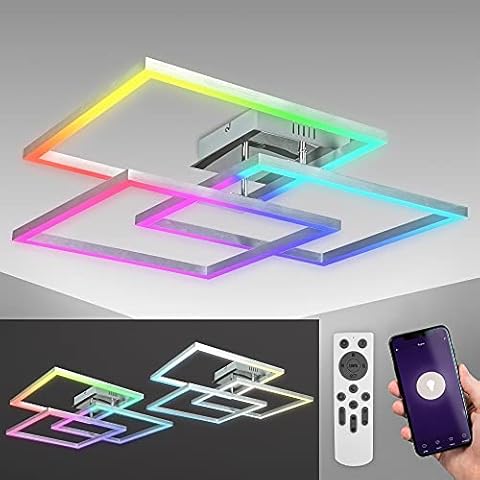 B.K.Licht Lámpara de techo LED WiFi inteligente regulable CCT RGB Cover