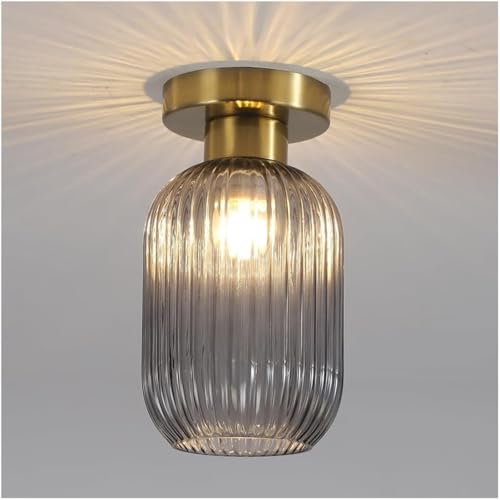 Lustre semi-encastré doré moderne de 30 cm avec plafonnier en verre gris fumé pour votre salon