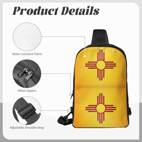 Small Sling Bag For Men Women Flag Of-New-Mexico Dual Pocket Crossbody Chest Bag Casual Travel Bag For Hiking4