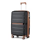 British Traveller 28" Large Suitcase Lightweight Polypropylene Hard Shell Luggage Durable Check in Hold Suitcase with TSA Lock and 4 Spinner Wheels(Black, 76cm 92L)