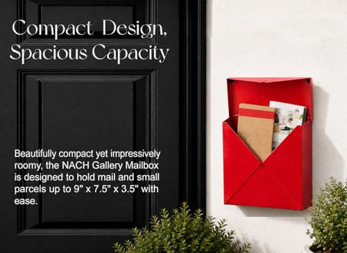 Image of NACH Mailboxes for Outside Wall Mount, 10 x 10 x 4 inch Red Mail Boxes for House Outside, Waterproof Mailboxes for Outside - Chicago Style Mail Box