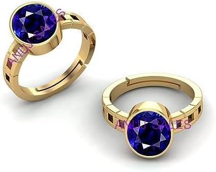 Unheated Untreatet 2.25 Ratti /1.00 Carat Aaa+ Quality Natural Blue Sapphire Neelam Gold Plated Adjustable Gemstone Ring For Women'S And Men'S (Lab - Certified)-B0BWYJ3V-01