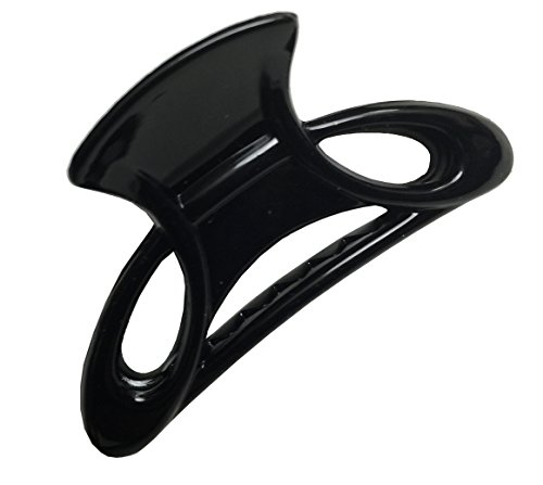 Parcelona French Cut Out Large Black Cellulose Acetate Jaw Hair Claw Clip Clamp Clutcher