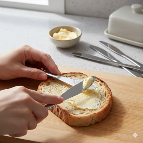 Image of Convay Stainless Steel Butter Knives Set of 12 with Pearled Edge Design | Premium Dinner Knife for Spreading Butter, Jam & Cheese | Rust-Resistant Cutlery for Home, Kitchen & Dining