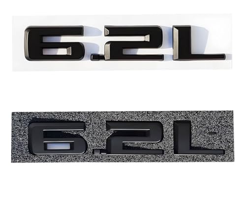 Image of Hood Body Style Emblems 3D Badge Decals Fits for 2019-2021 6.2L 2pcs (Matte Black)
