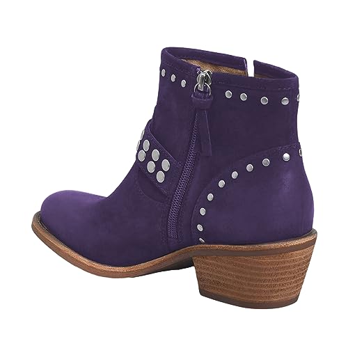 FOWT Women V Cut Cowgirl Ankle Boots Metal Rivet Studded Short Booties Slide Zipper Low Block Striped Heel Boots Metal Buckle Casual Fashion Work Shoes Size 4-16 US2