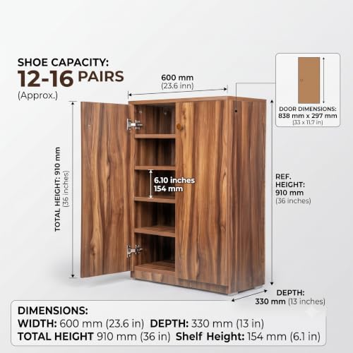 Image of Engineered Wood Shoe Rack - Stylish, Durable & Space-Saving Shoe Storage Organizer for Home & Office Use (Dark Asain, 5 Shelves)
