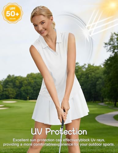 Image of Idtswch Women's Sleeveless Golf Polo Shirts V-Neck Collared UPF 50+ Quick Dry Lightweight Workout Athletic Tennis Tops
