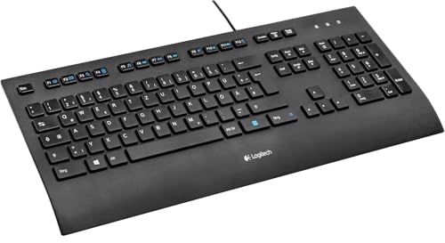 Logitech K280e Pro Kabelgebundene Business Tastatur für Windows, Linux und Chrome, USB-Anschluss, Handballenauflage, Spritzwassergeschützt, PC/Laptop, Deutsches QWERTZ-Layout - Schwarz