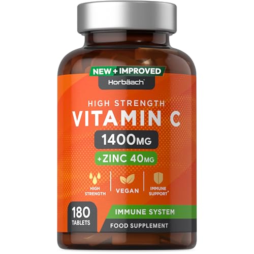 Horbaach Vitamin C and Zinc Tablets, 180 Count