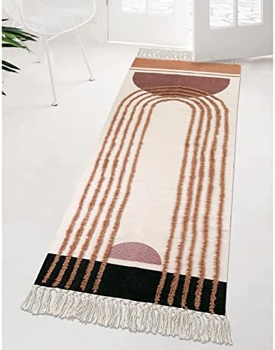 Ailsan Washable Hallway Runner Rug 2'x6', Cotton Handmade Rug Runner with Tufted Design, Rainbow Boho Kids Rug for Nursery Room Kitchen Bathroom Bedroom Entryway