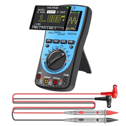 SK201B+ Portable Oscilloscope Multimeter,1MHz Bandwidth,2.5Msps Sampling,4000 Count DMM,Measures Voltage,Current,Capacitance,Resistance,Diode Test
