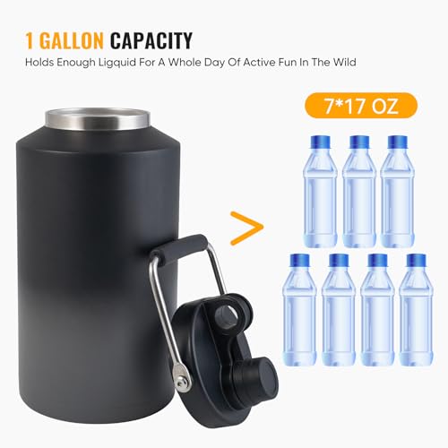 Kerilyn Jarra Aislada de Un Galón con Asa, 128oz Acero Inoxidable, Botella Grande de Agua al Vacío para Bebidas Frías y Calientes, Boca Ancha, Antisudor, Ideal para Viajes y Camping, Degradado Gris miniatura 4