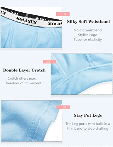 Molasus 4.5" Inseam Womens Trunks Underwear Soft Cotton Boxer Briefs Ladies Anti Chafing Plus Size Boy Shorts Panties Pack Of 4 #TOP2