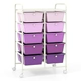 GIANTEX Carro de Almacenamiento con 10 Cajones Plásticos, Baño (Morado)