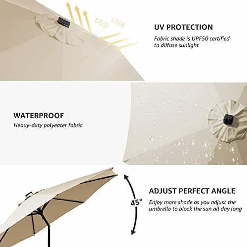 Offset Patio Umbrella With Solar Lights Outside Shade Cantilever Patio Umbrella Windproof Table Umbrella With Lights Bistro Backyard Deck Balcony Solar Lights For Patio Umbrella Patio Umbrella Lights Solar #TOP5