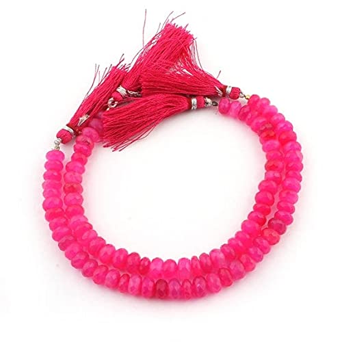 Perles rondelles en chalcédoine rose fuchsia facettées de qualité supérieure pour bijoux