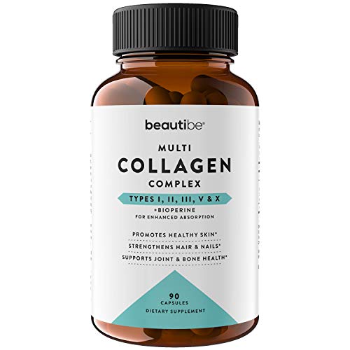 Multi Collagen Pills for Women & Men (Type I, II, III, V & X) - Collagen Capsules for Hair, Skin & Nails - Collagen Supplement for Bone, Joint & Muscle Health - Collagen Peptides Pills | BeautiBe