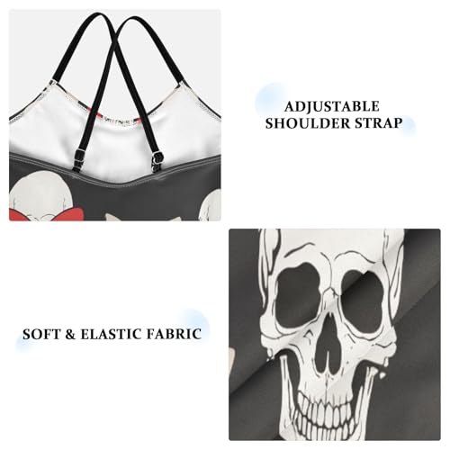 Skull Bow Pattern Girls One-Piece Swimsuit Quick Dry Beach Swim Bathing Suit3