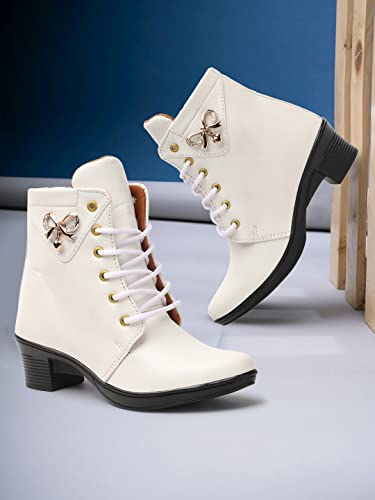 Image of KRAFTER Women's And Girls Classic Winter Suede velvet High heel Boots Casual, Outdoor and Holiday Outings