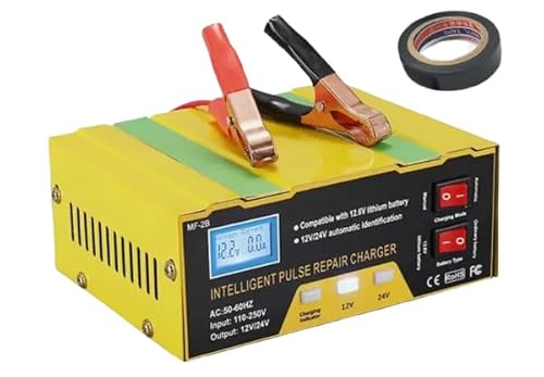 Heavy Duty Car Battery Charger 12V 24V with LCD Display, Automatic/Manual Mode, Trickle & Fast Charge, Portable Vehicle HGV Lorry Motorcycle Charger & Maintainer