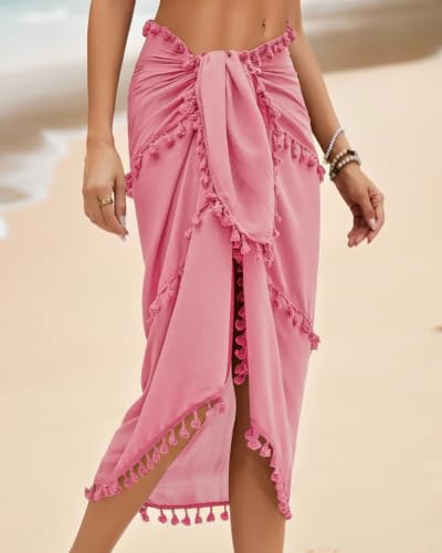 Image of Eicolorte Sarong Cover Up Womens Beach Cover Up Bikini Bathing Suit Swimsuit Swimwear Coverup Sarong Pareo Wraps for Women