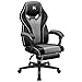 Produktbild HLONONE Gaming Stuhl, Bürostuhl mit Armlehnen und Fußstütze, Ergonomischer Gamer Stuhl, Höhenverstellbarer PC Stuhl, 90-135° Verstellbare Rückenlehne, 150 kg Belastbarkeit, Schwarz-Grau