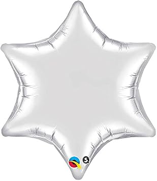 Qualatex 19122 22" Six Point Star Silver Plain Foil Balloon 1ct