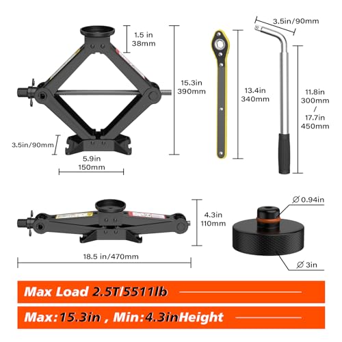 IMAYCC Car Jack Kit for Tesla Model Y Model 3/S/X Lifting Jack,2.5 Ton Scissor Jack for Tesla,Tire Change Kit with Tesla Jack Pucks/Pad,Tire Repair Tools Accessories for Tesla Vehicles
