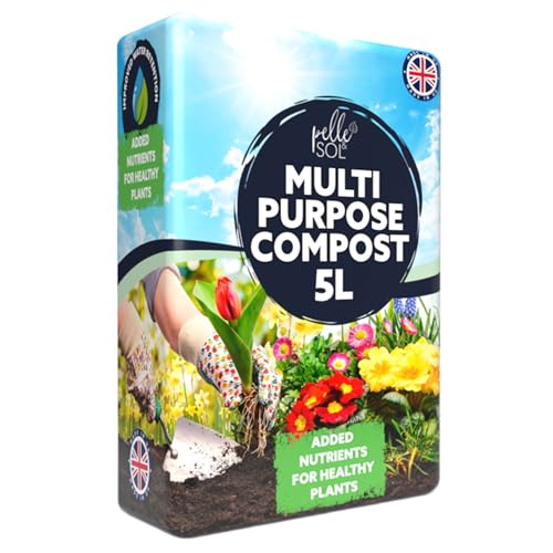 Pelle & Sol 5L Multi Purpose Compost - Compost for Outdoor Plants & Soil for Plants Indoors - Potting Soil for Pots Plants Outdoor - All Purpose Nutrient Rich Fertiliser, Houseplant Potting Mix