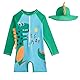 WYTbaby Baby Badeanzug Einteiler Langarm Uv Badebekleidung Mit Sonnenhut Uv Schutz für Baby Junge Mädchen 2-3 Jahre
