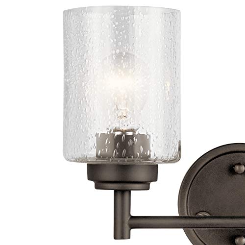 Image of KICHLER Winslow 12.75 inch 2 Light Vanity Light with Clear Seeded Glass in Olde Bronze