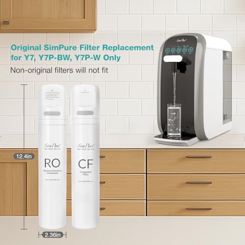 Image of Original SimPure Y7P Series CF+RO Filter Replacement Cartridge, 1*CF+1*RO | For Y7, Y7P-W, Y7P-BW Countertop Reverse Osmosis Water Filter, 6-month Lifetime, 1x CF pre-filter+1x RO Membrane 100GPD