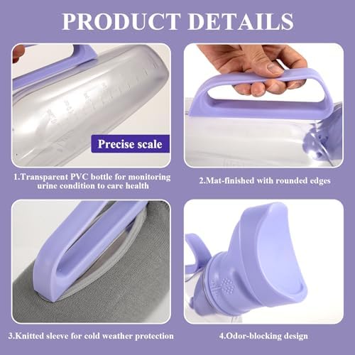 Female Urinal 40oz, Leak-Proof Urine Bottle with Handle for Bedside & Nighttime Use - view 6