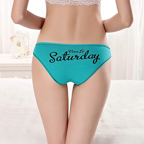 Bestmaple 7 Pack Women Knickers Cotton Underwear Ladies Panties Week Days Printed Briefs (M) Black #TOP1