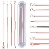 DUcare Mitesserentferner Komedonenquetscher Set 4 Stück, Professionelles Extraktions-Pinzetten-Set zum Entfernen von Akne Pickel Komedonen-Extraktor, für die Gesichtspflege mit Etui (Gold)