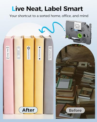 Image of TZe-231 Compatible with Brother Label Maker Tape 12mm 0.47 Laminated White TZe TZ Tape TZe231 P Touch Label Maker Refills for PT D220 H110 D210 1280 1290 1750 1880 2040, Black on White, 6-Pack