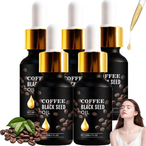 Nevell Kaffeeöl, Kaffeeöl Gegen Falten, Coffee Essential Oil, Verjüngendes und Straffendes Öl, Feuchtigkeitsspendendes Gesichtsöl zur Hautpflege, Körperstraffung für Haut Körper Haarpflege (5PC)