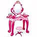 TikTakToo Schminktisch mit magischem Spiegel und Zauberstab Frisiertisch für Kinder Mädchen Hocker Spiegel Rosa Lila Pink Kosmetiktisch Kosmetik Kinderschminktisch Prinzessin (rosa-pink)