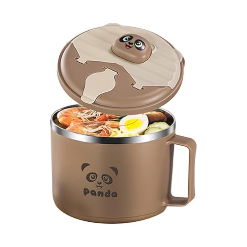 Soup Bowls with Lids - 1600ML Stainless Steel Meal Prep Container Instant Noodle Bowl with Strainer Lid Foldable Cutlery Leak Re