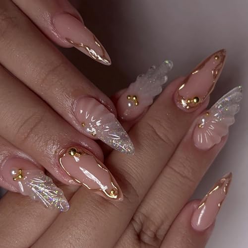 Uñas postizas de almendra sin esfuerzo, sin necesidad de ABS, de larga duración, para madres, viajes y bodas, elegantes uñas postizas en forma de almendra