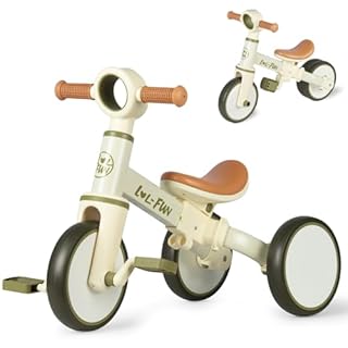 LOL-FUN Kids Tricycle Age 1-3 Year Old, Toddler Balance Bike for 2 Years Old, 4 in 1 Kids Trike for Boys Girls Gift Present, 3 Wheel Baby Bicycle with Removable Pedal