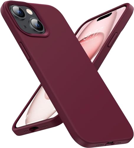 Image of MIDOS Back Cover Compatible with iPhone 15 Case Liquid Silicone Full Protection Shock Proof Back Cover for iPhone 15 (Wine Red)