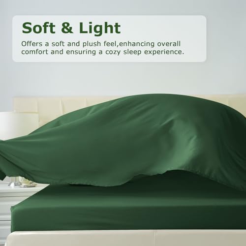 Homilay Queen Size Bed Sheet Set - 4 Piece Soft Microfiber Sheets with Deep Pockets, Cooling Technology, and Wrinkle-Free Pillowcase. Hotel-Quality, Durable Bedding, Eden Green