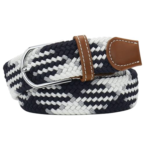 Image of Multicolored Elastic Woven Golf Belts Casual Braided Stretch Belt for Men and Women