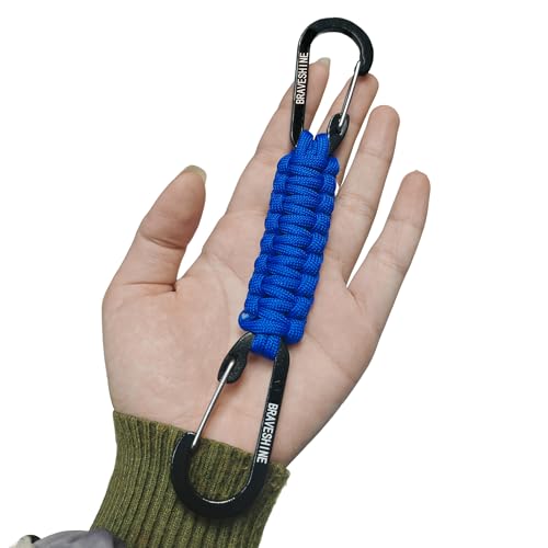 Image of BRAVESHINE Paracord Keychain Carabiner Clip, D Ring Lanyard Hanger Stroller Hook for Water Bottle, Key, Backpacks, Men, Women