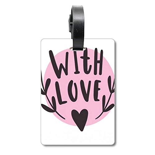 Étiquette valise rose with You Heart résistante et porte-adresse bagage
